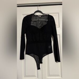 Chocolate Elegant Black Mesh Bodysuit